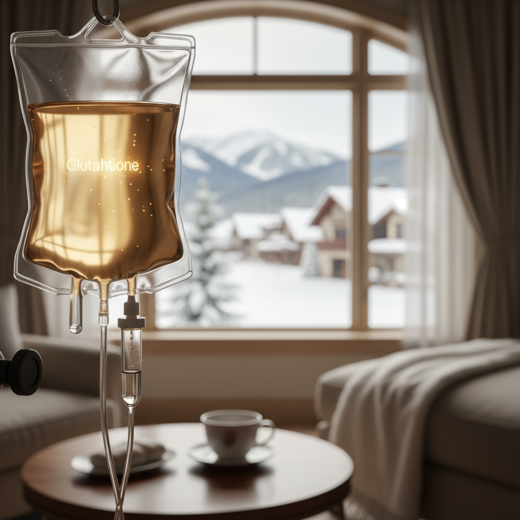 glutathione benefits IV therapy in Leavenworth wellness studio with mountain views